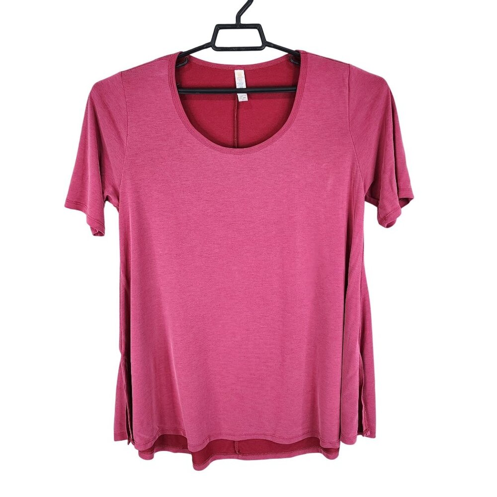 Womens Pink LuLaRoe Simply Comfortable Top Blouse Short Sleeve Round Neck Size L